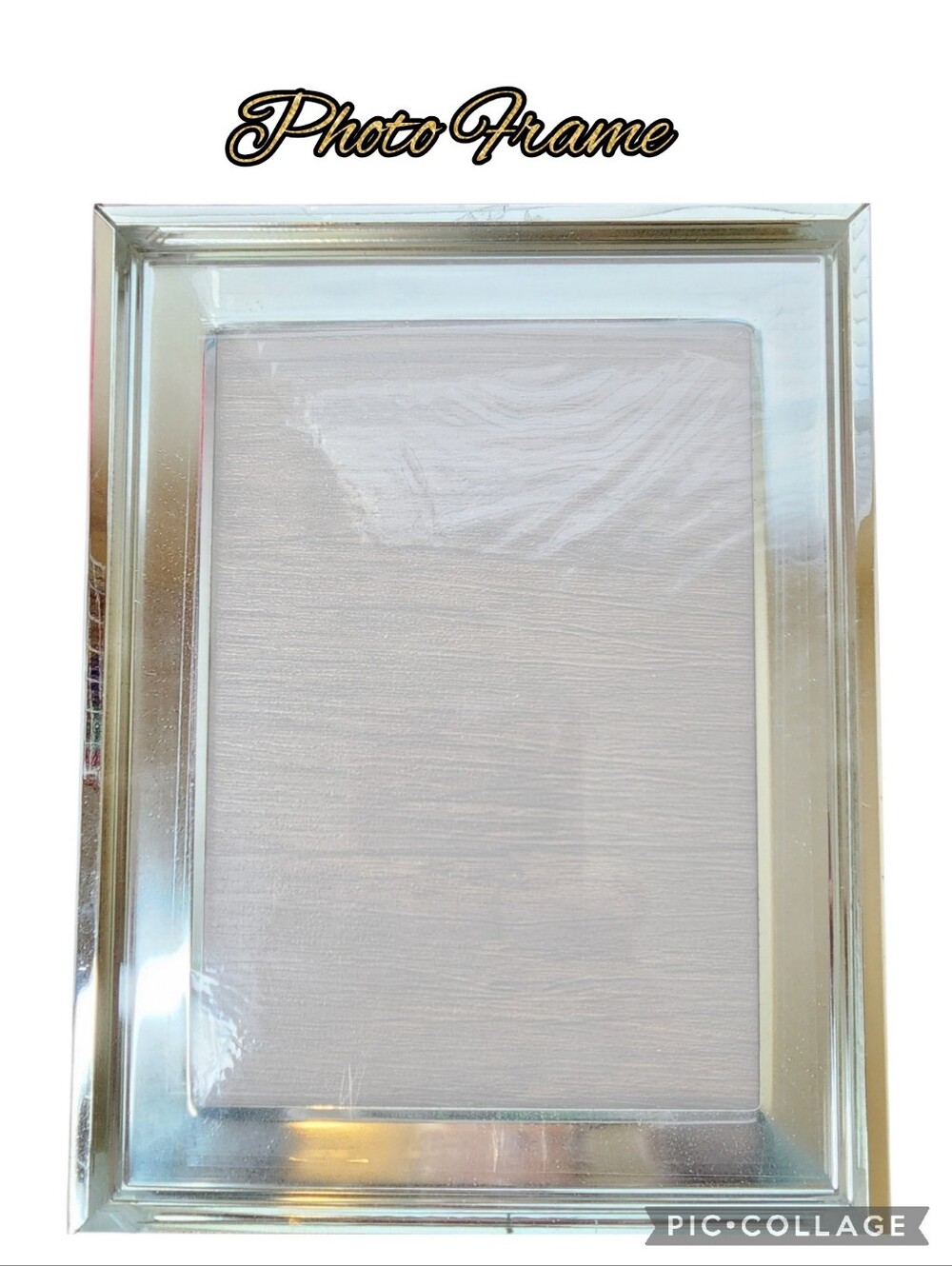 Photo Frame silver, modern edge, black back, glass front